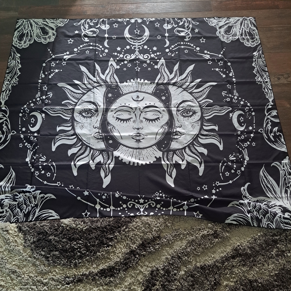 Mystical Black and White Tapestry